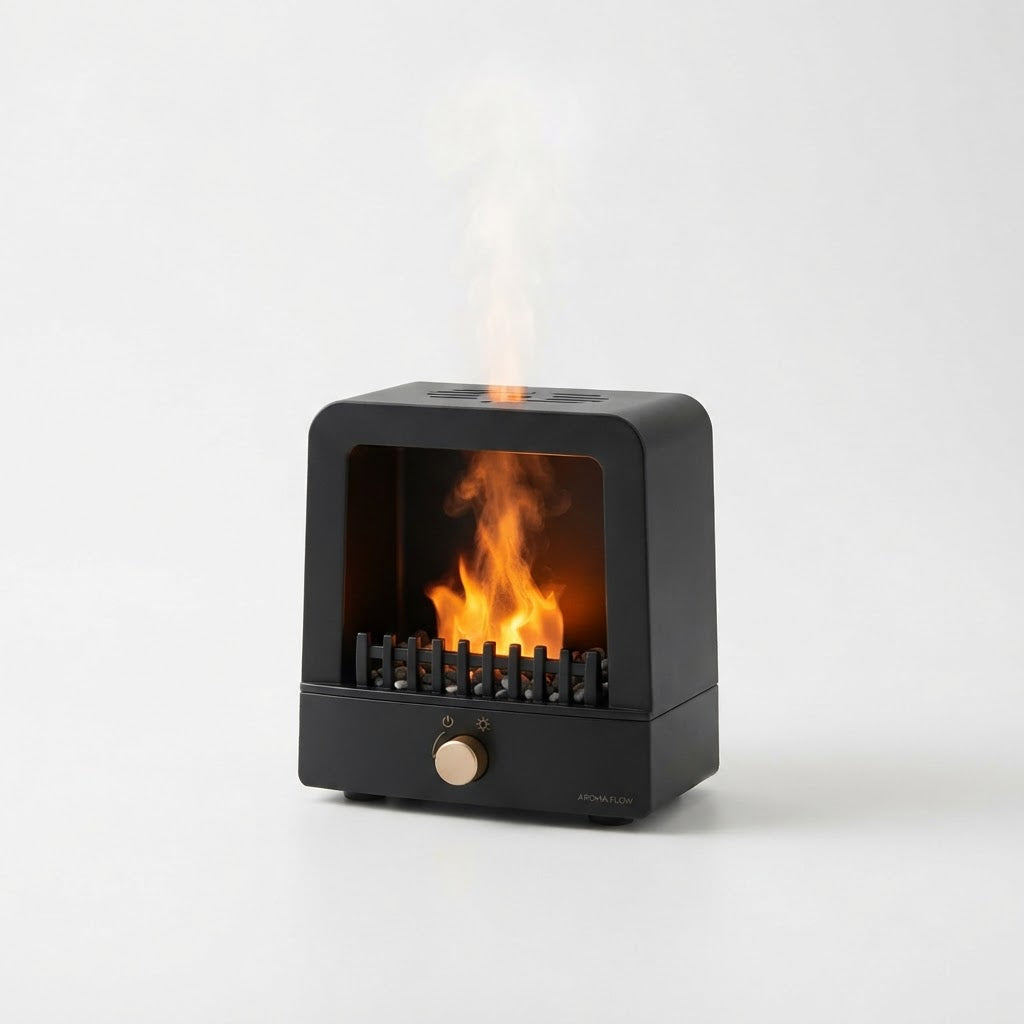 Flame Effect Aroma Diffuser & Humidifier — Cozy LED Fireplace Mist — Everything Epicurean