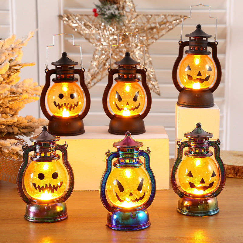 Vintage Halloween Pumpkin Lantern with LED Candle