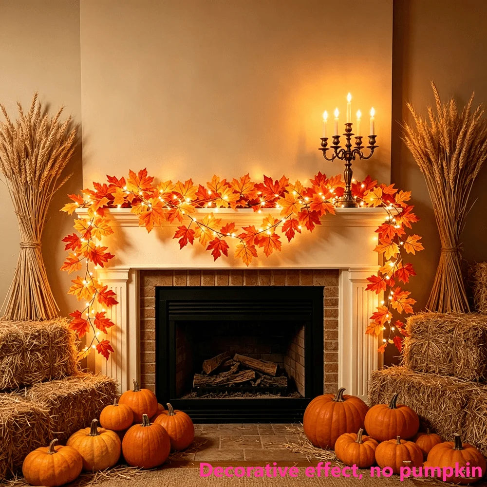 LED Fall Maple Leaf Garland — Autumn Thanksgiving String Lights — Everything Epicurean