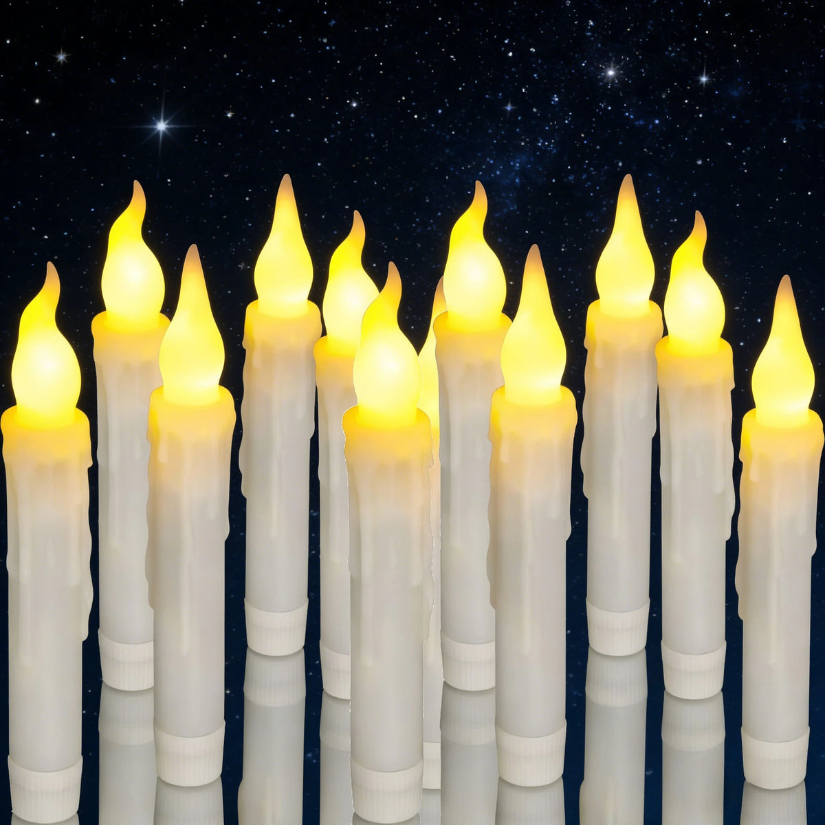 Flameless LED Taper Candles — 6-Pack Flickering Window Candles — Everything Epicurean