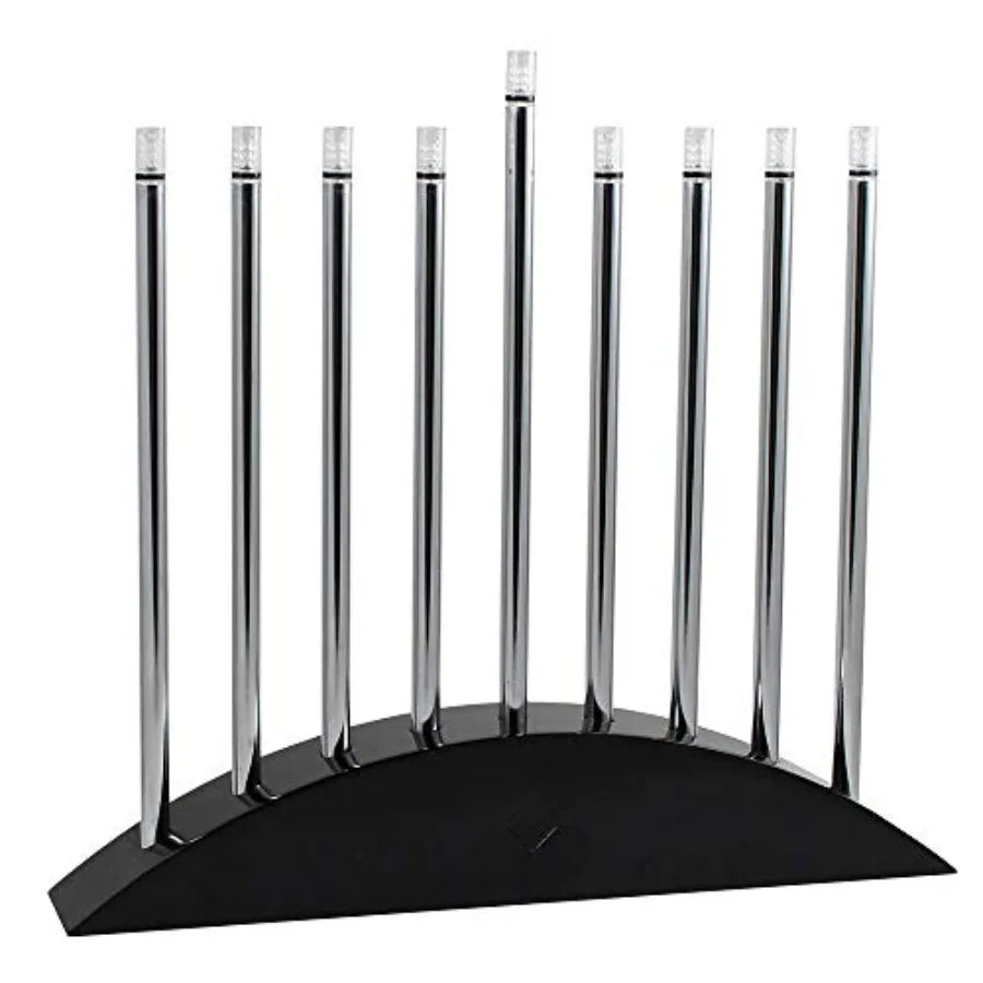LED Electric Hanukkah Menorah — Classic Black & Silver Arch Menorah — Everything Epicurean