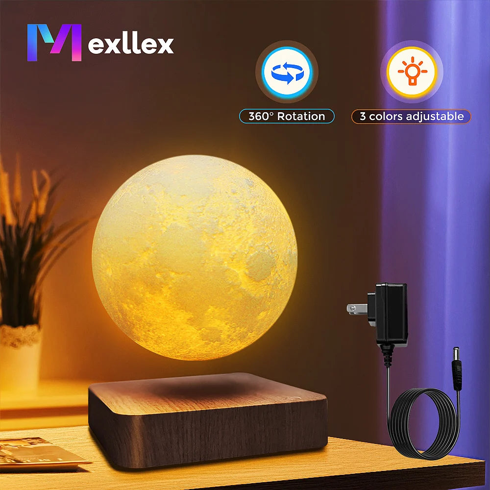 Levitating Moon Lamp — 3-Color Floating Night Light with Wireless Charging Base — Everything Epicurean
